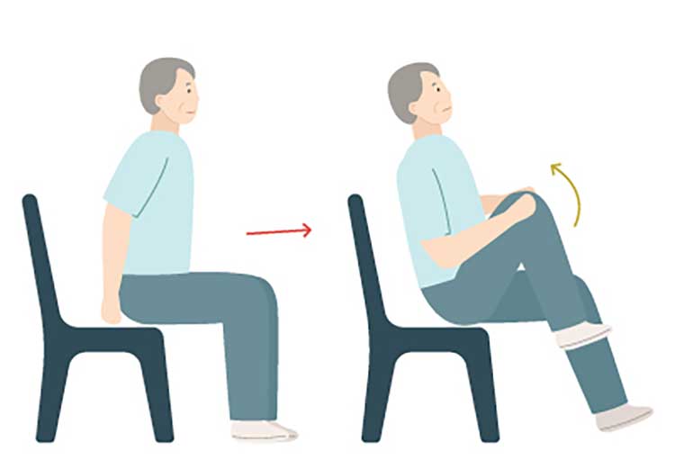 ورزش با صندلی افزایش زانو به سینه