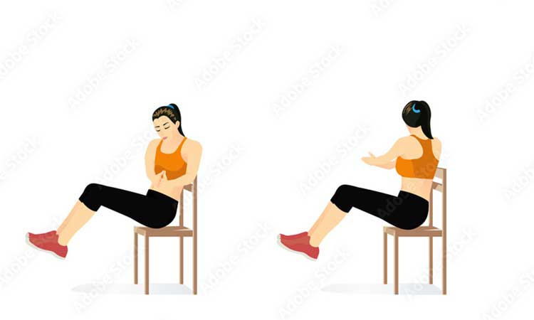 ورزش با صندلی چرخش روسی نشسته