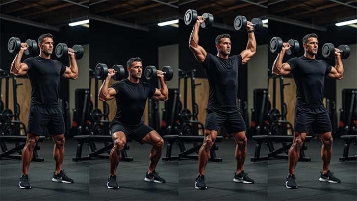 تراستر دمبل (Dumbbell Thruster):