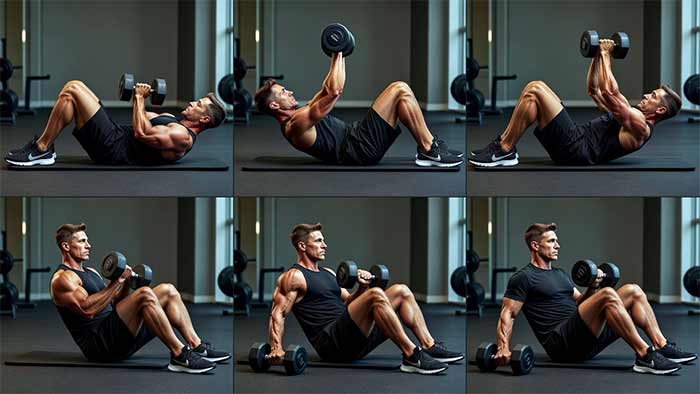 کرانچ دمبل (Dumbbell Crunch)